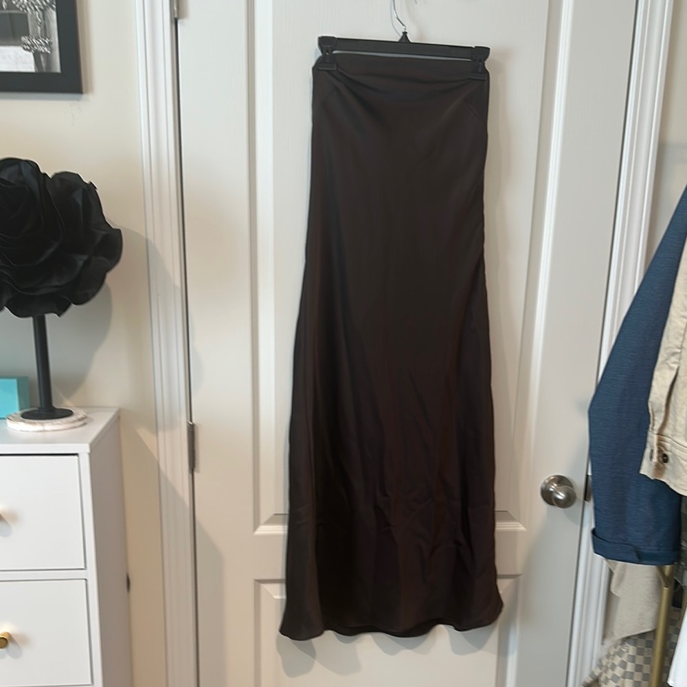 Brown satin strapless Women's dress